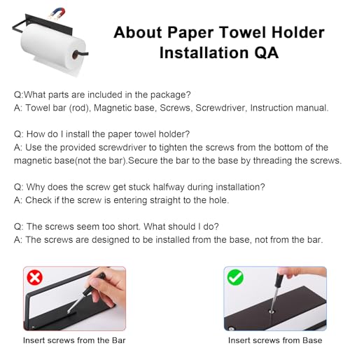 Paper Towel Holder, Magnetic Paper Towel Holder for Fridge, Toilet Paper Roll Holder Magnet Towel Rack Wall Mount Fridge Organizer for Paper Towels Rolls Bathroom Pantry RV Kitchen Storage - My Kitchen Products