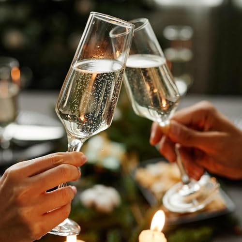 PARACITY Champagne Flutes, Champagne Glasses Set of 2, Elegant Glass Champagne Flutes, Gift for Birthday, Wedding, Christmas, Clear Sparkling Champagne Glasses for Women, Men (transparent) - My Kitchen Products