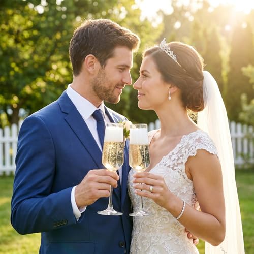PARACITY Champagne Flutes, Champagne Glasses Set of 2, Elegant Glass Champagne Flutes, Gift for Birthday, Wedding, Christmas, Clear Sparkling Champagne Glasses for Women, Men (transparent) - My Kitchen Products