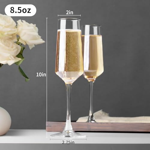 PARACITY Champagne Flutes, Champagne Glasses Set of 2, Elegant Glass Champagne Flutes, Gift for Birthday, Wedding, Christmas, Clear Sparkling Champagne Glasses for Women, Men (transparent) - My Kitchen Products
