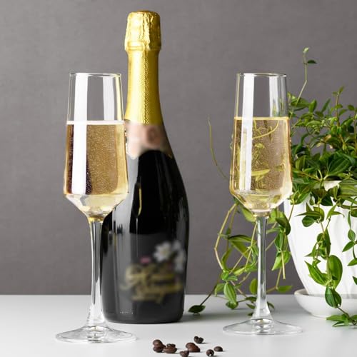 PARACITY Champagne Flutes, Champagne Glasses Set of 2, Elegant Glass Champagne Flutes, Gift for Birthday, Wedding, Christmas, Clear Sparkling Champagne Glasses for Women, Men (transparent) - My Kitchen Products