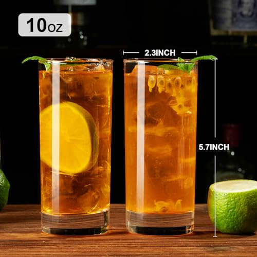 PARACITY Highball Glasses Set of 2, Drinking Glasses 10 Oz, Clear Glass Cups, Tall Tumbler Water Glasses, Glassware Set for Cocktail, Coffee, Mojitos - My Kitchen Products