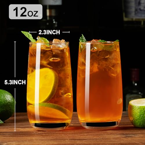 PARACITY Highball Glasses Set of 2, Drinking Glasses 12 Oz, Clear Glass Cups, Tall Tumbler Water Glasses, Glassware Set for Cocktail, Coffee, Mojitos - My Kitchen Products