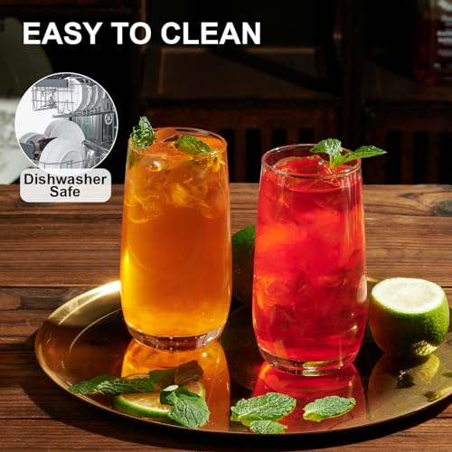 PARACITY Highball Glasses Set of 2, Drinking Glasses 12 Oz, Clear Glass Cups, Tall Tumbler Water Glasses, Glassware Set for Cocktail, Coffee, Mojitos - My Kitchen Products