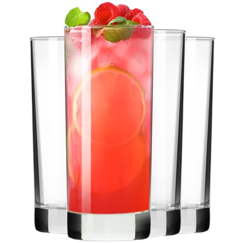 PARACITY Highball Glasses Set of 4, Drinking Glasses 10 Oz, Clear Glass Cups, Tall Tumbler Water