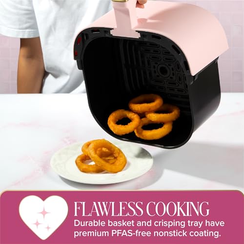 Paris Hilton 6-Quart Air Fryer, Nonstick Basket Made Without PFAS, Touchscreen, 8-in-1 (Fry, Roast, Broil, Bake, Reheat, Keep Warm, Pizza, Dehydrate), Dishwasher Safe Basket and Crisping Tray, Pink - My Kitchen Products