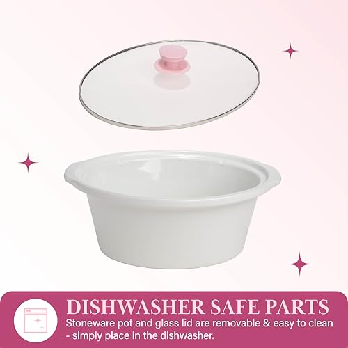 Paris Hilton 6-Quart Manual Slow Cooker, Naturally Nonstick Stoneware Ceramic Insert, Three Settings (Low, High, Warm), Dishwasher Safe Family Size Slow Cooker, Pink - My Kitchen Products