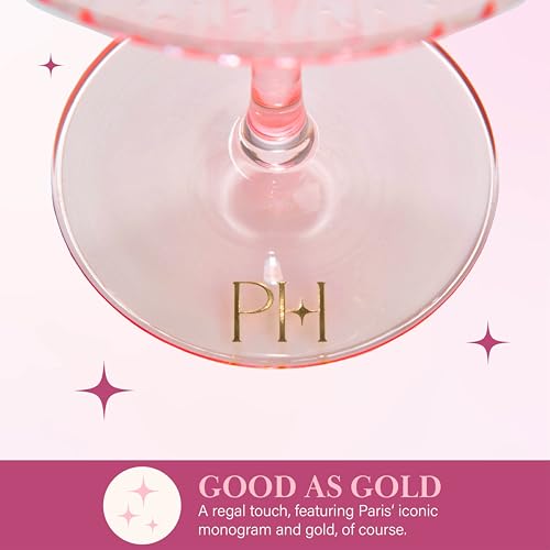 Paris Hilton Ribbed Wine Glass Set, Elegant Fluted Glassware, Perfect for Red Wine or White Wine, Set of 2, 18-Ounce, Pink - My Kitchen Products