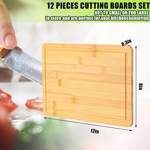 Patelai 12 Pack Bulk Plain Cutting Board Set Kitchen Chopping Boards Rectangular Blank Cutting Board Wood Crafts Serving Board for Christmas Wedding DIY Engraving Gifts(Bamboo,12 x 8 Inch) - My Kitchen Products