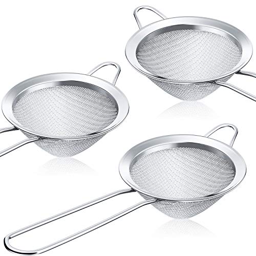 Patelai 3 Pieces Tea Strainers Cocktail Strainer Stainless Steel Fine Mesh Strainer Colander Conical Food Loose Tea Filter