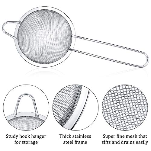 Patelai 3 Pieces Tea Strainers Cocktail Strainer Stainless Steel Fine Mesh Strainer Colander Conical Food Loose Tea Filter Practical Bar Colander Tool - My Kitchen Products
