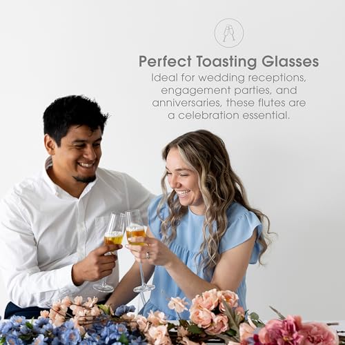 Pearhead Mr. & Mrs. Champagne Flute Set - Elegant His and Hers Wedding Toasting Glasses for Unforgettable Celebrations, Bridal Shower and Registry Idea, Tall Wine Glasses for Bride and Groom - My Kitchen Products