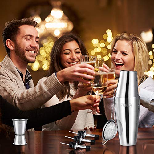Perjoy Cocktail Shaker Set, 16 Piece Bartender Kit, Cocktail Shaker, Stainless Steel Bar Set Accessories, Coktail Set, Boston Shaker, Drink Mixer Shaker, Bartending Bar Tools with Muddler Spoon Jigger - My Kitchen Products