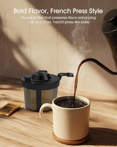 Permanent Coffee Filter for Ninja PB051 / PB040 / PB041ST - Compatible with Ninja Pods & Grounds Coffee Maker - Reusable Gold 304 Stainless Steel Mesh - Eco-Friendly Coffee Pod Accessory (1, Black) - My Kitchen Products