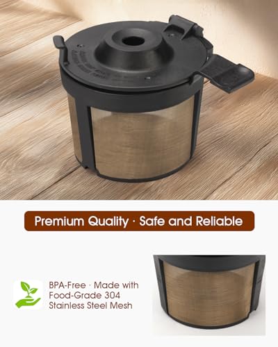Permanent Coffee Filter for Ninja PB051 / PB040 / PB041ST - Compatible with Ninja Pods & Grounds Coffee Maker - Reusable Gold 304 Stainless Steel Mesh - Eco-Friendly Coffee Pod Accessory (1, Black) - My Kitchen Products