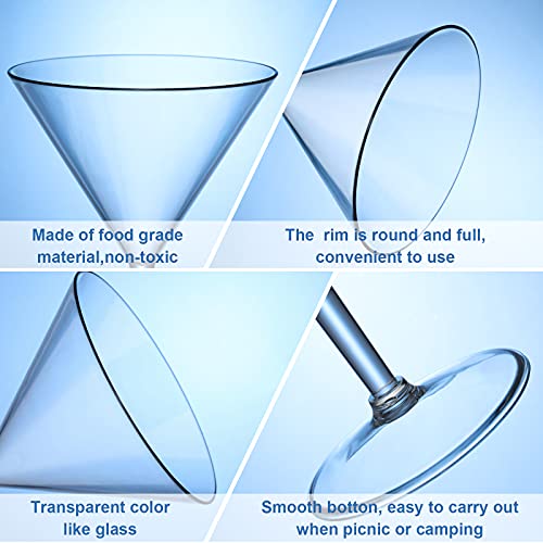 Perthlin 12 Pack Plastic Martini Glasses Bulk 10 oz Large Reusable Clear Cocktail Glasses Unbreakable Acrylic Plastic Cup Drinkware for Bar Margarita, Whiskey Wedding New Year Party Supplies - My Kitchen Products