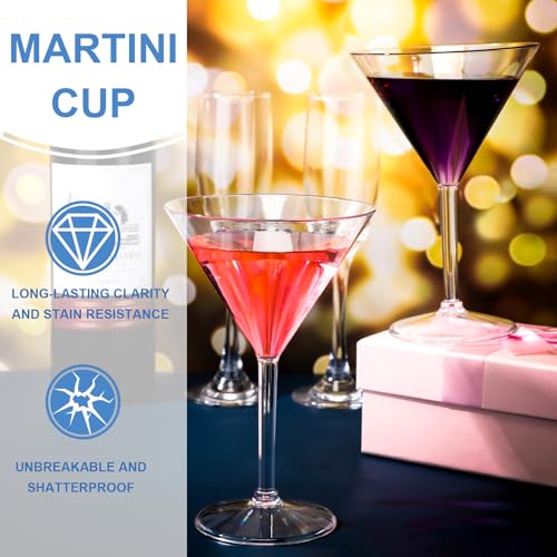Perthlin 12 Pack Plastic Martini Glasses Bulk 10 oz Large Reusable Clear Cocktail Glasses Unbreakable Acrylic Plastic Cup Drinkware for Bar Margarita, Whiskey Wedding New Year Party Supplies - My Kitchen Products