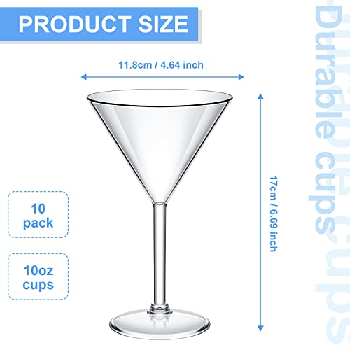 Perthlin 12 Pack Plastic Martini Glasses Bulk 10 oz Large Reusable Clear Cocktail Glasses Unbreakable Acrylic Plastic Cup Drinkware for Bar Margarita, Whiskey Wedding New Year Party Supplies - My Kitchen Products
