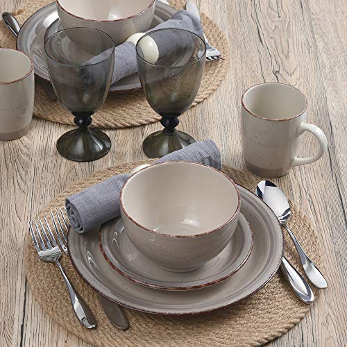 Pfaltzgraff Sadie 16-Piece Cream Dinnerware Set, Service for 4, Durable Stoneware Plates and Bowls with Classic Design, Microwave and Dishwasher Safe - My Kitchen Products