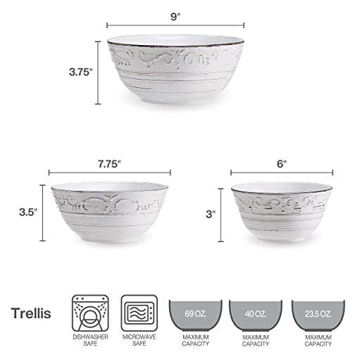 Pfaltzgraff Trellis Serving Bowls, Set of 3, White - My Kitchen Products