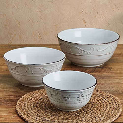 Pfaltzgraff Trellis Serving Bowls, Set of 3, White - My Kitchen Products