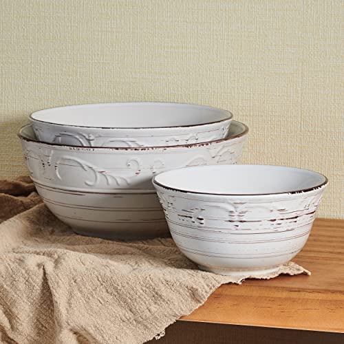 Pfaltzgraff Trellis Serving Bowls, Set of 3, White - My Kitchen Products