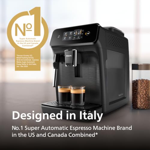 Philips 1200 Series Fully Automatic Espresso Machine, Classic Milk Frother, 2 Coffee Varieties, Intuitive Touch Display, 100% Ceramic Grinder, AquaClean Filter, Aroma Seal, Black (EP1220/04) - My Kitchen Products