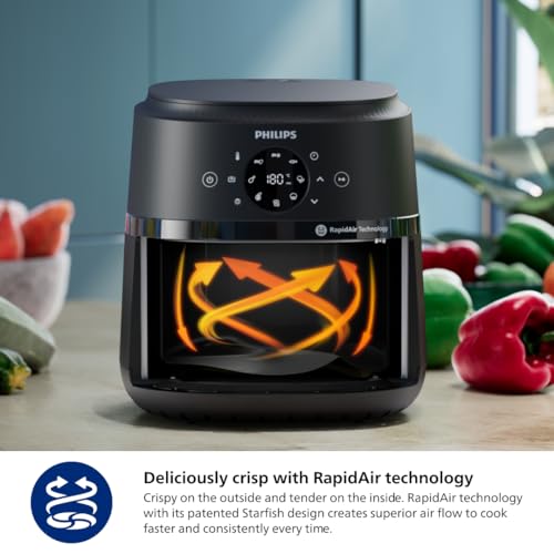 Philips 2000 Series Airfryer - RapidAir Technology, 13-in-1 Ways to Cook, 4.4QT Capacity, Healthier Meals Up to 90% Less Fat, Easy to Clean, Dishwasher Safe, Touchscreen Control, HomeID App (NA221/00) - My Kitchen Products