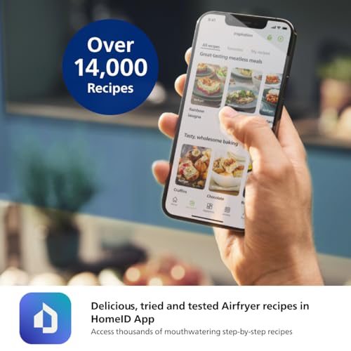 Philips 2000 Series Airfryer - RapidAir Technology, 13-in-1 Ways to Cook, 4.4QT Capacity, Healthier Meals Up to 90% Less Fat, Easy to Clean, Dishwasher Safe, Touchscreen Control, HomeID App (NA221/00) - My Kitchen Products