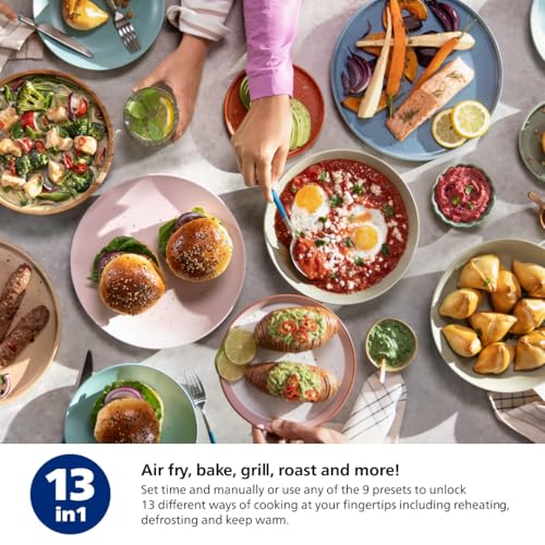 Philips 2000 Series Airfryer - RapidAir Technology, 13-in-1 Ways to Cook, 4.4QT Capacity, Healthier Meals Up to 90% Less Fat, Easy to Clean, Dishwasher Safe, Touchscreen Control, HomeID App (NA221/00) - My Kitchen Products