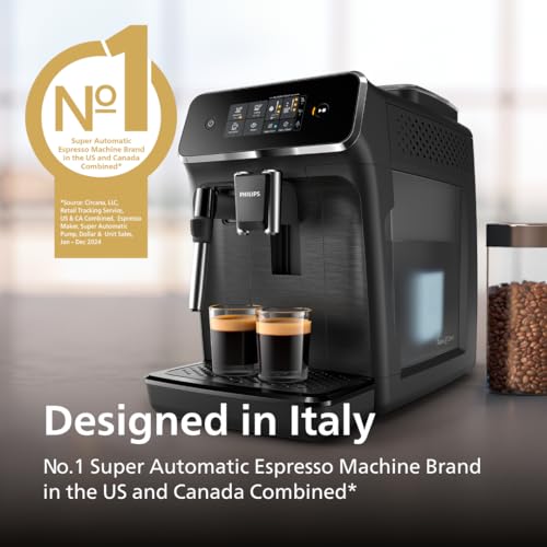 Philips 2200 Series Fully Automatic Espresso Machine, Classic Milk Frother, 2 Coffee Varieties, Intuitive Touch Display, 100% Ceramic Grinder, AquaClean Filter, Aroma Seal, Black (EP2220/14) - My Kitchen Products