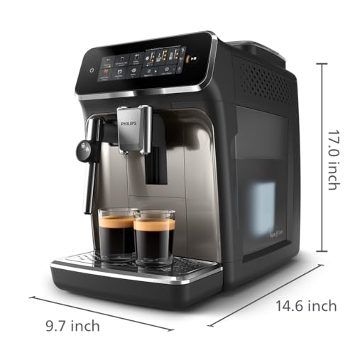 Philips 3300 Series Fully Automatic Espresso Machine with integrated milk frother and grinder, 5 Hot & Iced Coffee Pre-Sets, 40% Quieter SilentBrew, 15-Bar Pressure, Glossy Black (EP3326/90) - My Kitchen Products