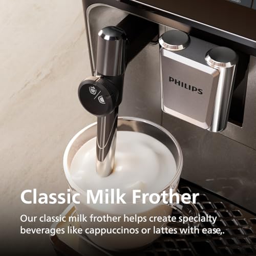 Philips 3300 Series Fully Automatic Espresso Machine with integrated milk frother and grinder, 5 Hot & Iced Coffee Pre-Sets, 40% Quieter SilentBrew, 15-Bar Pressure, Glossy Black (EP3326/90) - My Kitchen Products
