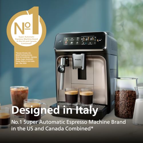 Philips 3300 Series Fully Automatic Espresso Machine with integrated milk frother and grinder, 5 Hot & Iced Coffee Pre-Sets, 40% Quieter SilentBrew, 15-Bar Pressure, Glossy Black (EP3326/90) - My Kitchen Products