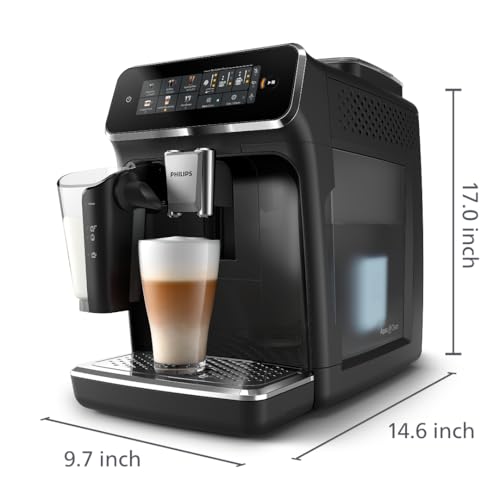 Philips 3300 Series Fully Automatic Espresso Machine with LatteGo Milk System and integrated grinder, 6 Hot & Iced Coffee Pre-Sets, 40% Quieter SilentBrew, 15-Bar Pressure, Glossy Black (EP3341/50) - My Kitchen Products