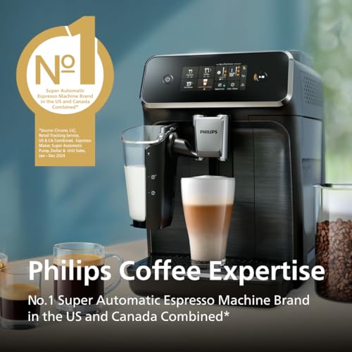 Philips 3300 Series Fully Automatic Espresso Machine with LatteGo Milk System and integrated grinder, 6 Hot & Iced Coffee Pre-Sets, 40% Quieter SilentBrew, 15-Bar Pressure, Glossy Black (EP3341/50) - My Kitchen Products