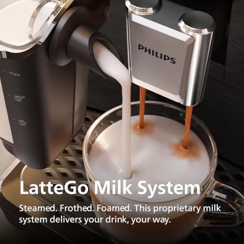Philips 3300 Series Fully Automatic Espresso Machine with LatteGo Milk System and integrated grinder, 6 Hot & Iced Coffee Pre-Sets, 40% Quieter SilentBrew, 15-Bar Pressure, Glossy Black (EP3341/50) - My Kitchen Products