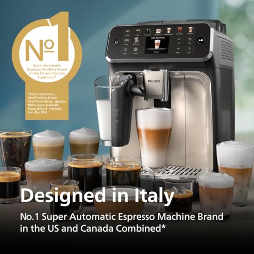 PHILIPS 5500 Series Fully Automatic Espresso Machine, LatteGo Milk System, Integrated Grinder, 20 Hot & Iced Coffee Pre-Sets, Quick Start, SilentBrew, 15-Bar Pressure, Black Chrome (EP5544/94) - My Kitchen Products