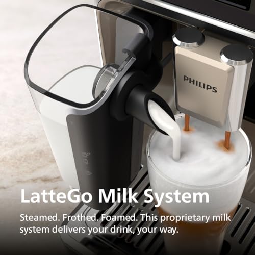 PHILIPS 5500 Series Fully Automatic Espresso Machine, LatteGo Milk System, Integrated Grinder, 20 Hot & Iced Coffee Pre-Sets, Quick Start, SilentBrew, 15-Bar Pressure, Black Chrome (EP5544/94) - My Kitchen Products