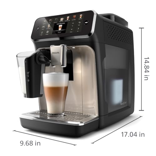 PHILIPS 5500 Series Fully Automatic Espresso Machine, LatteGo Milk System, Integrated Grinder, 20 Hot & Iced Coffee Pre-Sets, Quick Start, SilentBrew, 15-Bar Pressure, Black Chrome (EP5544/94) - My Kitchen Products