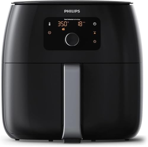 Philips Premium Airfryer XXL, Fat Removal Technology, 3lb/7qt, Rapid Air Technology, Digital Display, Keep Warm Mode, 5 Cooking Presets, HomeID App, Family Sized, Black (HD9650/96) - My Kitchen Products