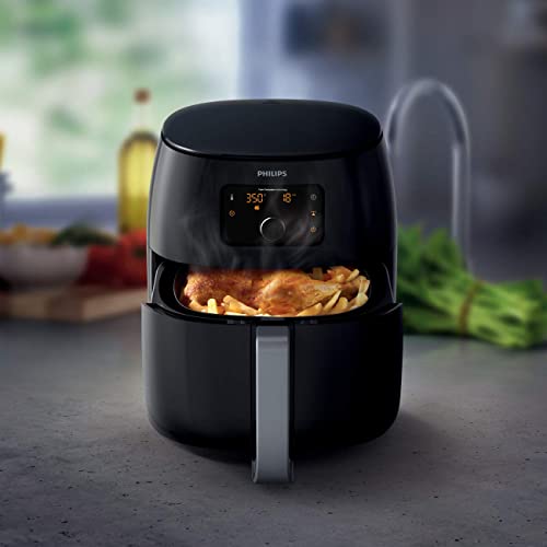 Philips Premium Airfryer XXL, Fat Removal Technology, 3lb/7qt, Rapid Air Technology, Digital Display, Keep Warm Mode, 5 Cooking Presets, HomeID App, Family Sized, Black (HD9650/96) - My Kitchen Products