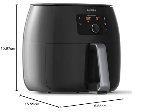 Philips Premium Airfryer XXL, Fat Removal Technology, 3lb/7qt, Rapid Air Technology, Digital Display, Keep Warm Mode, 5 Cooking Presets, HomeID App, Family Sized, Black (HD9650/96) - My Kitchen Products