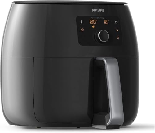 Philips Premium Airfryer XXL, Fat Removal Technology, 3lb/7qt, Rapid Air Technology, Digital Display, Keep Warm Mode, 5 Cooking Presets, HomeID App, Family Sized, Black (HD9650/96) - My Kitchen Products