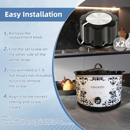 PIHIL 4 Pack Slow Cooker Knobs for Crockpot, Adjustable Replacement Knobs for Slow Cooker,Includes 4 Knobs and 8 Built-in Brass Bolts - My Kitchen Products