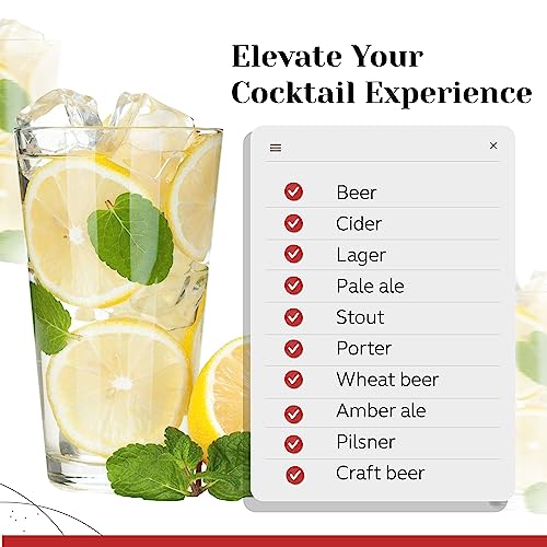 Pint Glasses Set of 6 - 16 oz Drinking Glasses Made for Cold Beverages - 16 oz Mixing Glass & Highball Set of 6 for Homes, Pubs & More - Freezer & Dishwasher-Friendly Cocktail Glasses, PARNOO - My Kitchen Products