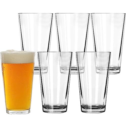 Pint Glasses Set of 6 - 16 oz Drinking Glasses Made for Cold Beverages - 16 oz Mixing Glass & Highball Set of 6 for Homes