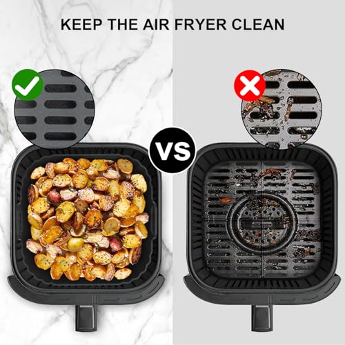 PINTAUR Square Silicone Air Fryer Liners 2 Pack, Compatible with Ninja AF141 181, 8.5 Inch Air Fryer Liners for COSORI 5-6.5 QT, Reusable Silicone Basket, Air Fryer Accessories - My Kitchen Products