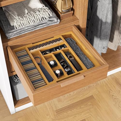 Pipishell Bamboo Expandable Silverware Drawer Organizer, Adjustable Kitchen Utensil Tray for Forks, Spoons and Knives, Wood Storage Cutlery Holder for Bedroom and Living Room - My Kitchen Products