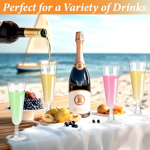 Plastic Champagne Flutes 40 Pack, 5.5 Oz Clear Disposable Plastic Champagne Glasses, Wine Glasses Cups for Wedding Celebration Birthday Party Valentines Wine Tasting New Years Eve Party Supplies - My Kitchen Products